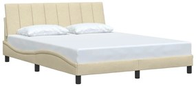 Estrutura de cama sem colchão 160x200 cm tecido cor creme
