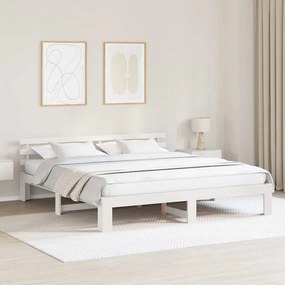 vidaXL Estrutura de Cama Branca Branca Madeira Sólida 200 x 200 cm