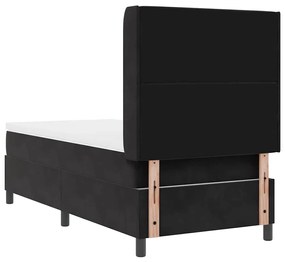 Cama Box com Colchão e LED Preto 100x200 cm Veludo