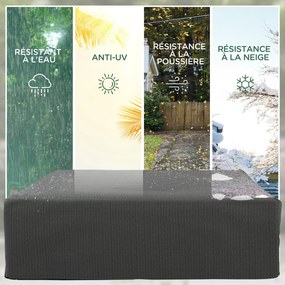 Capa para mobiliário de jardim de exterior, lona de proteção anti-UV em polietileno, 235 x 190 x 90 cm, cinzenta