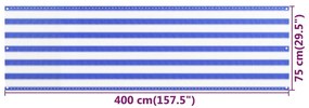Tela varanda PEAD 75x400 cm azul e branco