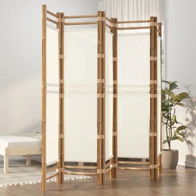 Divisória/biombo com 5 painéis dobráveis 200 cm bambu e lona