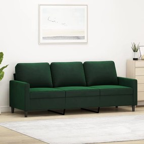 vidaXL Sofá de 3 lugares 180 cm veludo verde-escuro