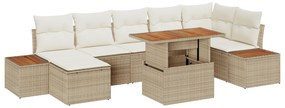 Conjunto de Sofá de Jardim vidaXL com Almofadas Bege em Rattan Polímer