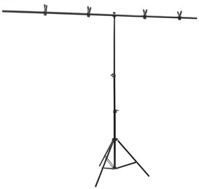 vidaXL Suporte de fundo em forma de T 201x60x(70-200) cm preto