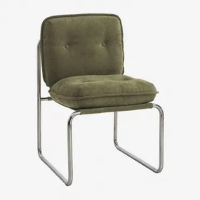 Cadeira De Jantar Estofada E Em Ferro Matilda Chenille Verde Army - Sklum
