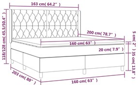 Cama box spring c/ colchão/LED 160x200 cm veludo preto