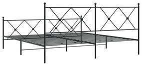 Estrutura de cama com cabeceira e pés 183x213 cm metal preto