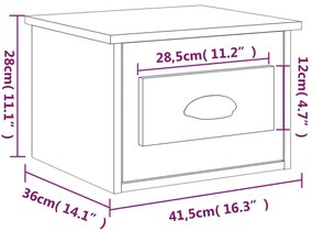Mesa de cabeceira de parede 41,5x36x28 cm carvalho sonoma