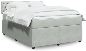 vidaXL Cama com molas/colchão 140x200 cm veludo cinzento-claro