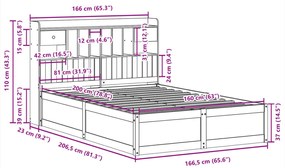 Cama sem colchão 160x200 cm madeira de pinho maciça