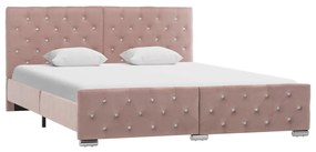 Estrutura de cama 160x200 cm veludo rosa