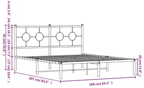 Estrutura de cama com cabeceira 160x200 cm metal branco