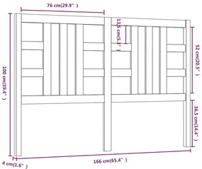 Cabeceira de cama 166x4x100 cm pinho maciço preto