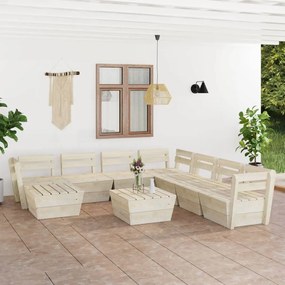 vidaXL 9 pcs conjunto lounge de paletes madeira de abeto impregnada