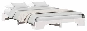 Cama branca 140x200 cm em madeira de pinho sólida