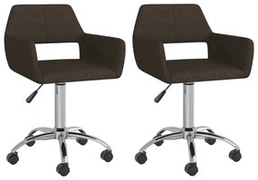 vidaXL Cadeiras de jantar giratórias 2 pcs tecido castanho-escuro