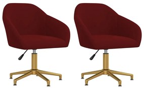 vidaXL Cadeiras de jantar giratórias 2 pcs veludo vermelho tinto