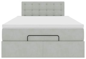 Cama otomana com colchão cinza claro 120x190 cm Veludo