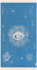 Toalha de praia The Cosmos Eye Bright Blue Feather