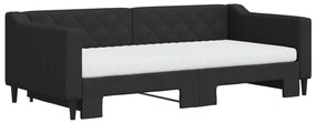 Sofá-cama com gavetão e colchões 90x190 cm tecido preto