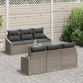 Conjunto de Sofá de Jardim de 7 Peças com Almofadas Cinza Rattan Acáci