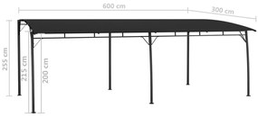 Toldo para-sol de jardim 6x3x2,55 m antracite