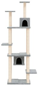 Árvore p/ gatos c/ postes arranhadores sisal 176 cm cinza-claro