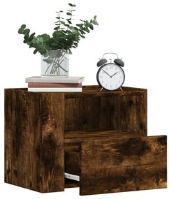 vidaXL Mesa de cabeceira de parede 45x30x35 cm carvalho fumado