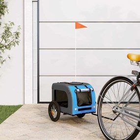 vidaXL Reboque bicicleta p/ animais tecido oxford/ferro azul/cinza