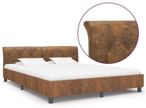 Estrutura de cama 160x200 cm camurça artificial castanho