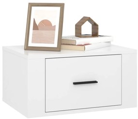 Mesa de cabeceira de parede 50x36x25 cm branco brilhante