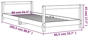 Estrutura de cama infantil 80x200 cm pinho maciço branco