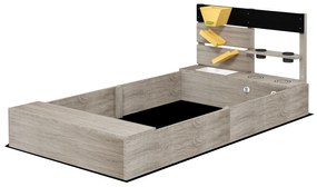 Caixa de Areia para Crianças de Madeira com 2 Assentos e Brinquedos de Cozinha para Pátio Jardim 154x80x60 cm Cinza
