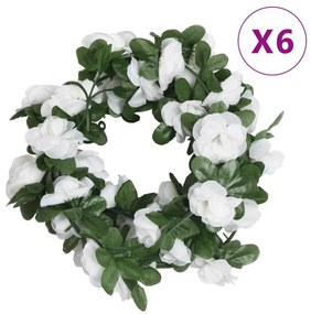 Grinaldas de flores de Natal 6 pcs 250 cm branco