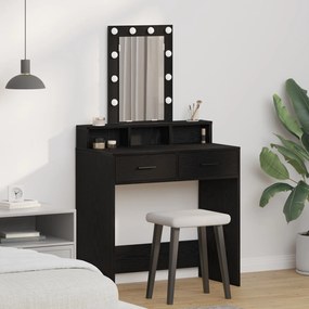 mesinha de maquilhagem vidaXL com luzes LED em Carvalho preto 79x41x14
