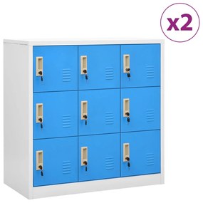 Cacifos 2 pcs 90x45x92,5 cm aço cinzento-claro e azul