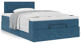 Estrutura de cama otomana colchão 120x200 cm veludo azul escuro