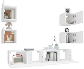 Conjunto móveis de TV 6 pcs madeira processada branco