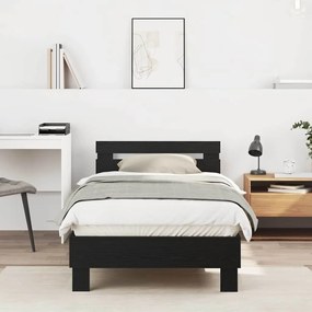 vidaXL Cama da – Carvalho Preto, 90x190 cm, feita de madeira engenheirada.