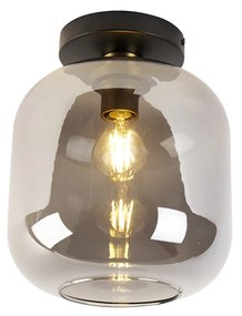 LED Candeeiro de teto inteligente preto com ouro e vidro fumê incluindo WiFi A60 - Zuzanna Design