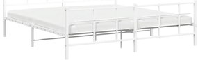 Estrutura de cama com cabeceira e pés 200x200 cm metal branco