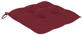 Cadeiras jardim c/ almofadões vermelho tinto 6 pcs teca maciça