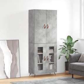 vidaXL Armário alto 69,5x34x180 cm derivados de madeira cinza cimento