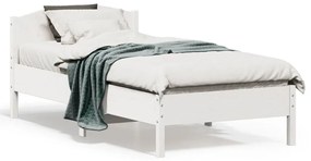 842623 vidaXL Estrutura de cama com cabeceira 90x190 cm pinho maciço branco