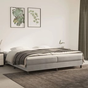 3120790 vidaXL Estrutura de cama com molas 200x200 cm veludo cinzento-claro