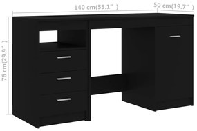 Secretária 140x50x76 cm contraplacado preto