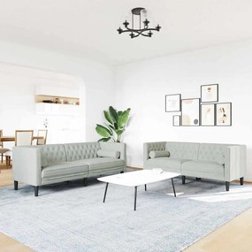 Conjunto de Sofás 2 pcs Cinzento-claro Veludo