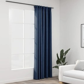 321183 vidaXL Cortinas opacas aspeto linho com ganchos 290x245 cm azul
