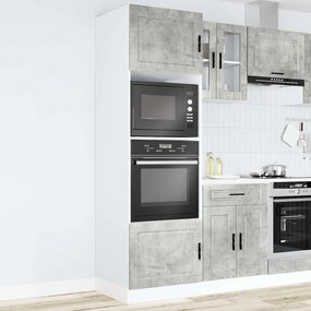 Armários forno 2pcs Porto derivados de madeira cinzento cimento